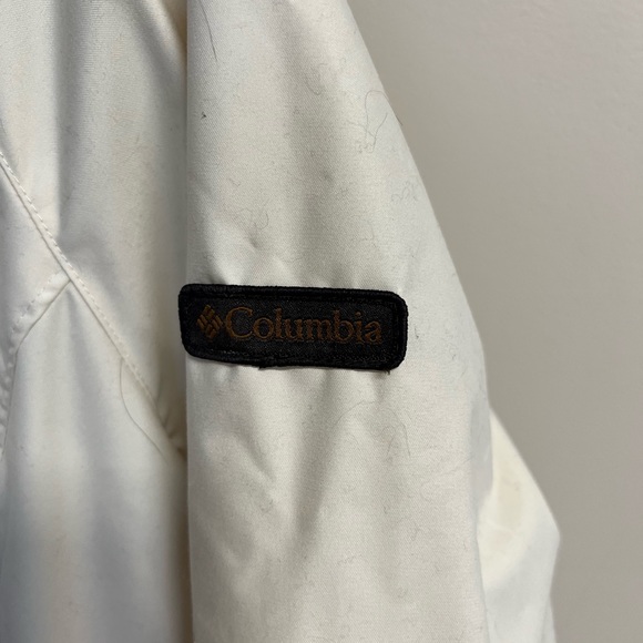 Cream Long Columbia Rain Jacket Size S - Picture 3 of 5